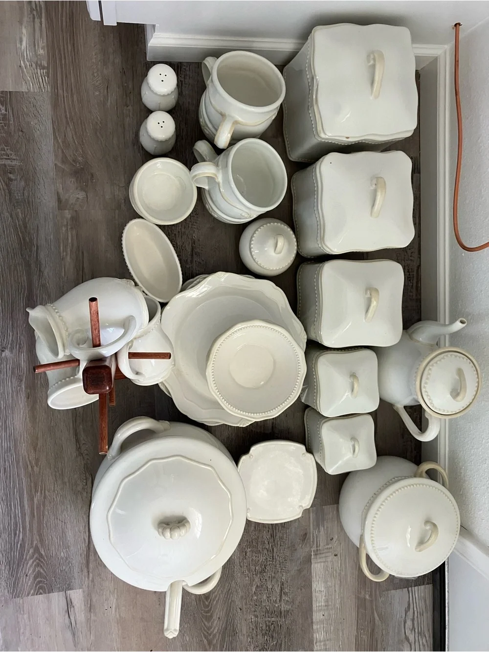 Princess House Cream Ceramic Canister and Serveware Collection